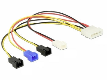 DeLock Stromkabel Molex 4 Pin > 4 x 2 Pin Lüfter (12V / 7V / 5V), 20 cm (85516)
