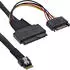 InLine Internes SAS-Kabel Slim SAS SFF-8654 4i zu U.2 SFF-8639 + SATA Strom, 24Gb/s, 50cm schwarz (27644A)