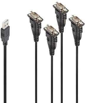 Lindy USB auf 4 Port Seriell Konverter USB-A zu RS-232 Schwarz (42675)