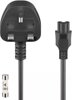 Goobay Stromkabel BS 1363 zu IEC 60320 C5 1,8 m Schwarz (96046)