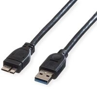 ROLINE USB 3.2 Gen 1 Kabel, A ST - Micro B ST, schwarz, 0,15 m Kabel USB & Lightning