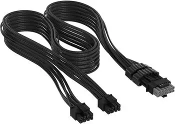Corsair Elite Premium einzeln ummanteltes 2x 8-Pin auf PCIe 12V-2x6 600W Kabel, Typ 5 schwarz