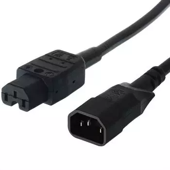 Bachmann Stromkabel C14 auf C15 2m 250V 10A Schwarz (356.1240)