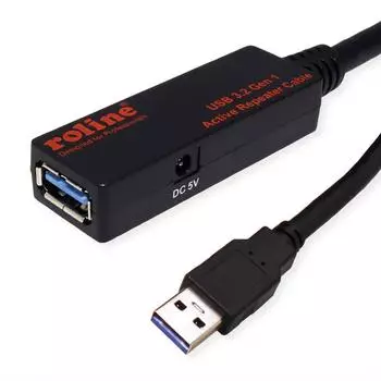 Roline USB 3.2 Gen 1 Aktives Repeater Kabel, schwarz, 20m (12.04.1072)