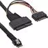 InLine Slim SAS Kabel intern SFF-8654 4i zu U.2 SFF-8639 + SATA Strom, 24Gb/s, 1m (27644B)
