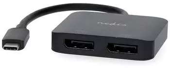 Nedis USB-C auf Dual DisplayPort Adapter, 4K@60Hz, MST, 0,20m (CCGB64375BK02)