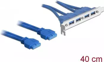 DeLock Slotblech USB 3.0 4-Port extern / 2x Pinheader 19-Pin (82974)