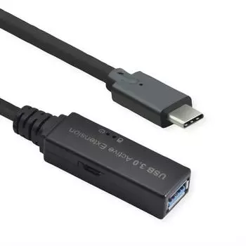 Roline USB 3.2 Gen 1 Aktives Verl&auml;ngerungskabel Typ-C auf Typ-A, 5m (12.04.1065)