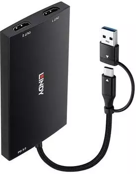 Lindy USB Typ-A & C auf Dual HDMI 4K60 Adapter (43430)