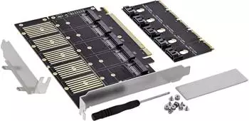 InLine Schnittstellenkarte PCIe x16 auf 5x M.2 Key B SATA 6Gb/s mit Low-Profile (76619G)