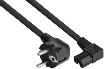 Kabelmeister Netzkabel Schutzkontakt Typ E+F auf C15 90° gewinkelt, 5m, schwarz (SK0151-S050)