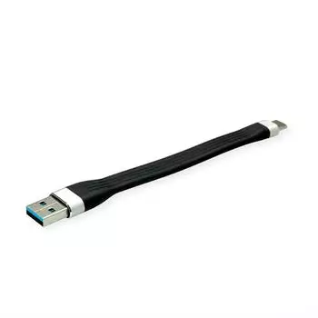 Roline USB 3.2 Gen 1 Silikonkabel A-C, schwarz, 11cm (11.02.9014)