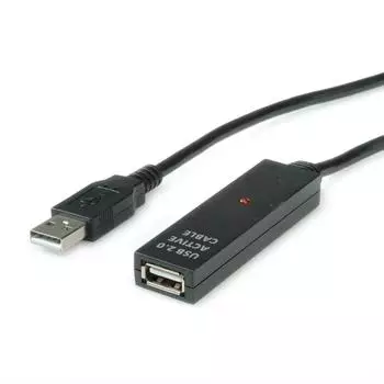Value USB 2.0 aktive Verl&auml;ngerungskabel, Typ A Stecker/Buchse, schwarz, 30m (12.99.1111)