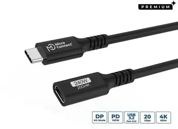 MicroConnect USB-C-Verlängerungskabel 0,5m 100W 20Gbps (USB3.2CC05EX)