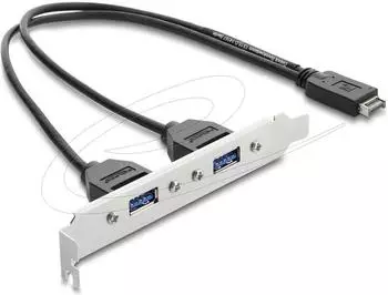 DeLock Slotblech USB Typ-E Key A Stecker zu 2x USB Typ-A Buchse 5Gbps (67345)