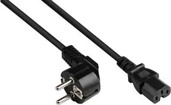 Good Connections Netzkabel CEE 7/7 gewinkelt auf C15 gerade, 1,00mm&sup2;, 5m, schwarz (P0150-S050)