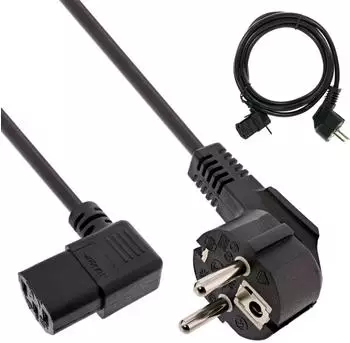 InLine Netzkabel Schutzkontakt gewinkelt auf Kaltger&auml;testecker C13 links abgewinkelt, 3m, schwarz (16752D)