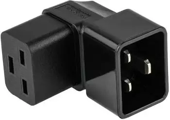 Kabelmeister Stromadapter Kaltger&auml;te-Stecker C20 an Buchse C19, oben/unten abgewinkelt, schwarz (SKA-2093S)