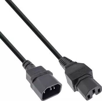 InLine Netzkabelverl&auml;ngerung Warmger&auml;testecker C15 auf Buchse C14, 3m, schwarz (16811C)