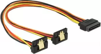 DeLock SATA 15-Pin Stecker auf 2x SATA 15-Pin Buchse gewinkelt, 30cm (60159)