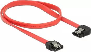 DeLock SATA 6 Gb/s Kabel, gerade auf links gewinkelt, 50cm, rot (83964)