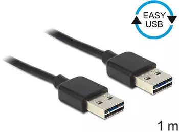 DeLock Easy USB 2.0 Kabel Typ-A Stecker auf Stecker, 1m, schwarz (83460)