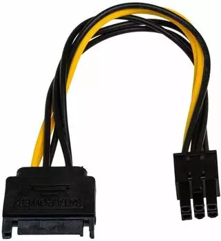 Akyga AK-CA-30 SATA/PCI-E 6-Pin-Adapter f&uuml;r Grafikkarten, Kabel 15cm (AK-CA-30)