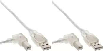 InLine USB 2.0 Kabel Typ A auf Typ B, links abgewinkelt, transparent (34520L)