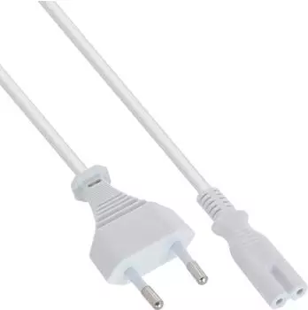 InLine Netzkabel Netzstecker auf Euro 8 C7, wei&szlig;, 2m (16602W)