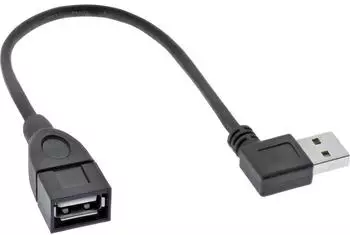 InLine Smart USB 2.0 Verl&auml;ngerungskabel Typ-A gewinkelt, 0,2m, schwarz (34602R)
