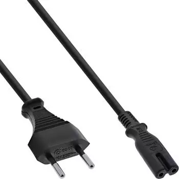 InLine Stromkabel Eurostecker (M) zu IEC 60320 C7 1,8m schwarz (16654Q)