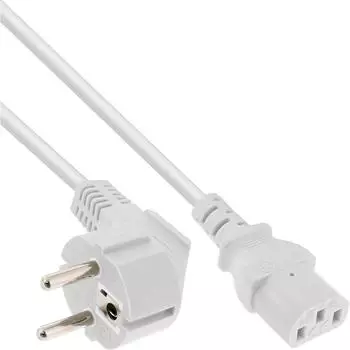 InLine Netzkabel Schutzkontakt gewinkelt auf Kaltger&auml;testecker C13, 0,3m, wei&szlig; (16647W)