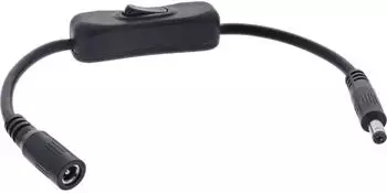 InLine DC-Kabel mit Schalter 5,5x2,10mm AWG 18, schwarz, 0,2m (26906B)