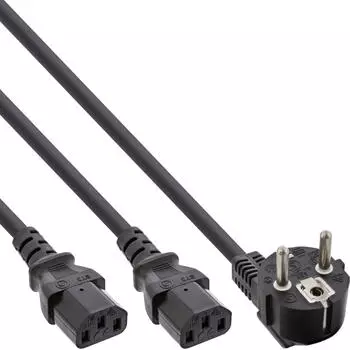 InLine Netz-Y-Kabel Schutzkontakt ST zu 2x Kaltger&auml;te ST, 1m (16657C)