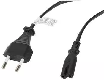 Lanberg Netzkabel CEE 7/16 auf C7-Koppler, schwarz, 1,8m (CA-C7CA-10CC-0018-BK)