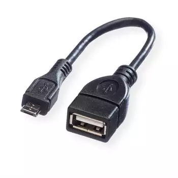 Value USB 2.0 Kabel Micro-B Stecker auf USB-A Buchse, 0,15m, schwarz (11.99.8311)