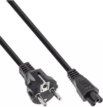 InLine Netzkabel f&uuml;r Notebook, 3-polige Kupplung, schwarz, 0,3m (16656T)
