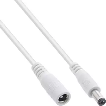 InLine DC Verl&auml;ngerungskabel Stecker/Buchse 5,5x2,1mm AWG 18, wei&szlig;, 1m (26901E)