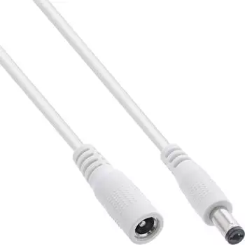 InLine DC-Verl&auml;ngerungskabel Stecker/Buchse 5,5x2,1mm, wei&szlig;, 1m (26801E)