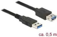 Delock USB-Kabel USB 3.2 Gen1 USB-A Stecker, USB-A Buchse 0.50 m Schwarz vergoldete