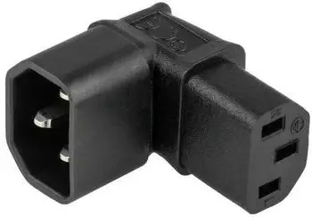 Kabelmeister Stromadapter Kaltger&auml;te-Stecker C14 an Kaltger&auml;te-Buchse C13, oben/unten abgewinkelt, schwarz (SKA-1433S)