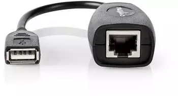 Nedis Aktives USB-Kabel USB-A Stecker auf RJ45 Buchse, USB 1.1, 12Mbps, 0,20m (CCGB60EXTBK500)
