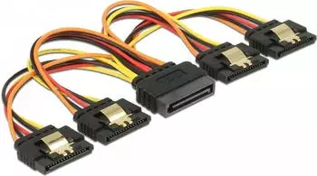 DeLock SATA Stromkabel 15-Pin Stecker auf 4x SATA 15-Pin Buchse, 15cm (60156)