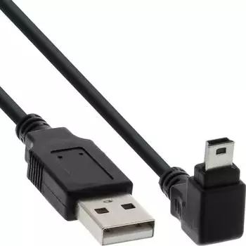 InLine USB 2.0 Mini-Kabel Typ-A auf Mini-B 5pol. 90&deg; abgewinkelt, schwarz, 0,3m (34203)