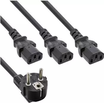 InLine Netz-Y-Kabel Schutzkontaktstecker zu 3x Kaltger&auml;testecker 1,8m (16653B)