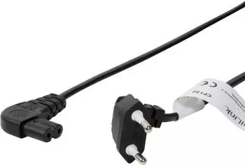 LogiLink Stromkabel Euro-Stecker auf C7/C8 gewinkelt 0,75m schwarz (CP134)
