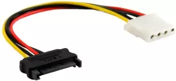 InLine SATA Stromadapterkabel, 15pol SATA Buchse an 4pol Stecker, 0,15m (29669)