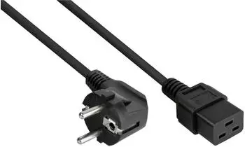 Kabelmeister Netzkabel Schutzkontakt Typ E+F (90&deg;) auf C19, schwarz, 1,00mm&sup2;, 0,5m (SK0190-S005)