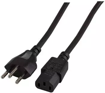 EFB-Elektronik Stromkabel Schweiz Typ 12 auf C13 180&deg;, schwarz, 2m (EK537.2V3)