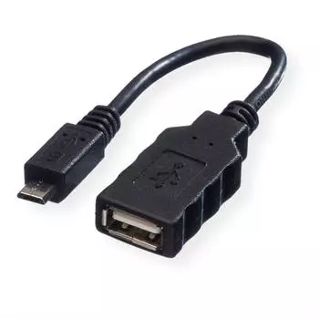 Roline USB 2.0 Kabel Micro-B Stecker auf Typ-A Buchse OTG 0,15m (11.02.8311)